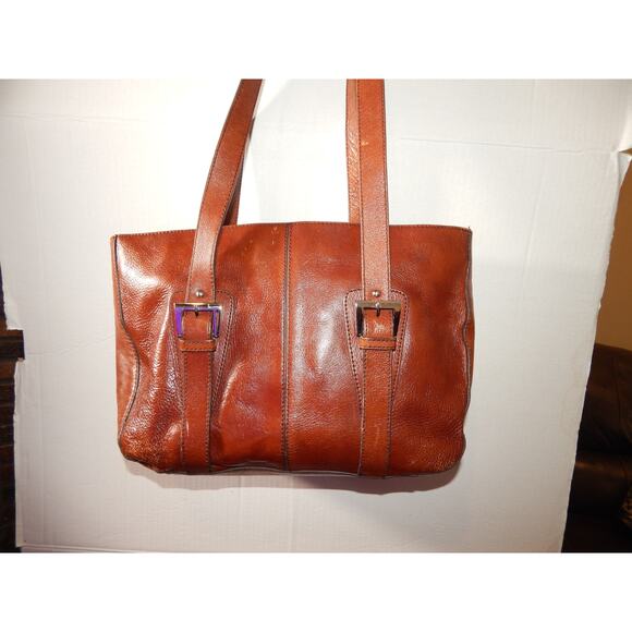 Vintage Etienne Aigner Cognac Leather Tote Handbag - Picture 1 of 10